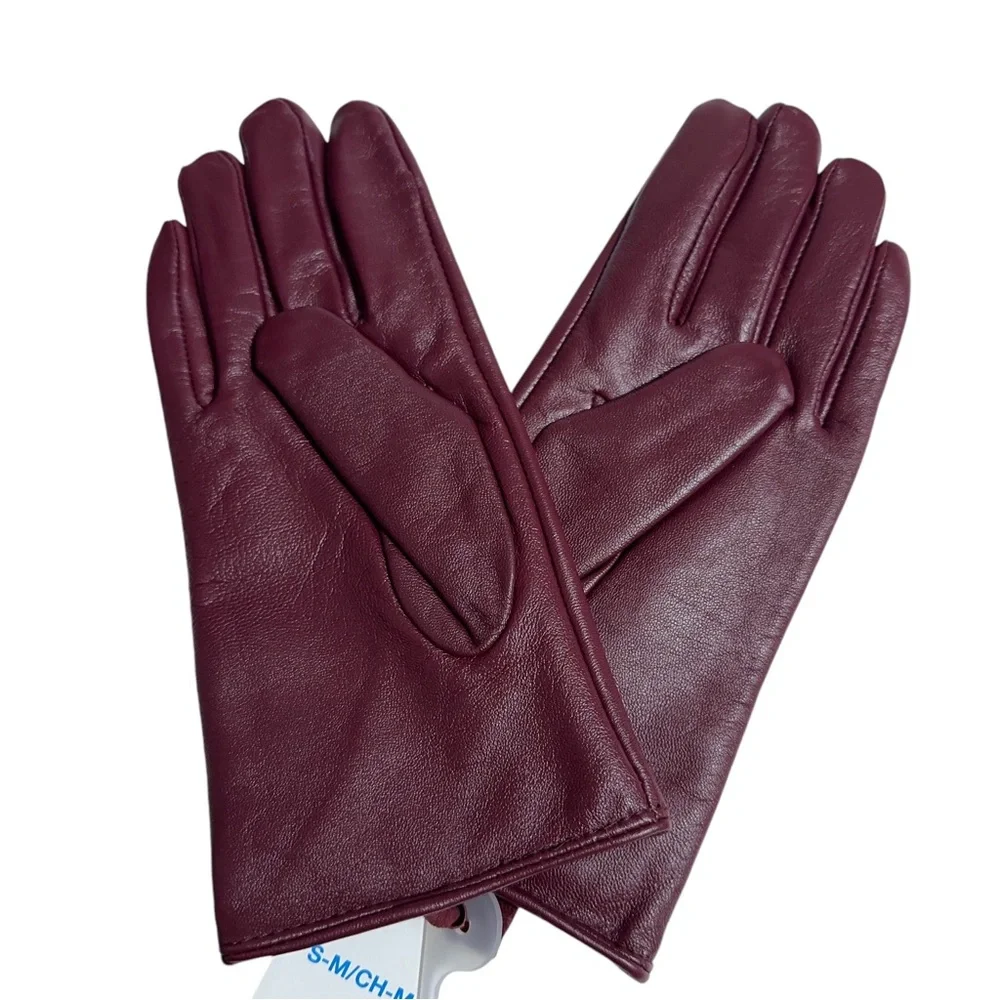 NWT Bordeaux Leather Gloves Womens S/M Gift